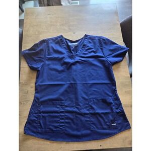 Greys Anatomy by Barco Womens Scrub Top Navy Blue V-Neck XL 41452